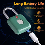 Pothunder Fingerprint Padlock, Smart Metal Keyless Fingerprint Lock, Waterproof, USB Rechargeable, for Gym, School, Luggage, Backpack, Suitcase, Green