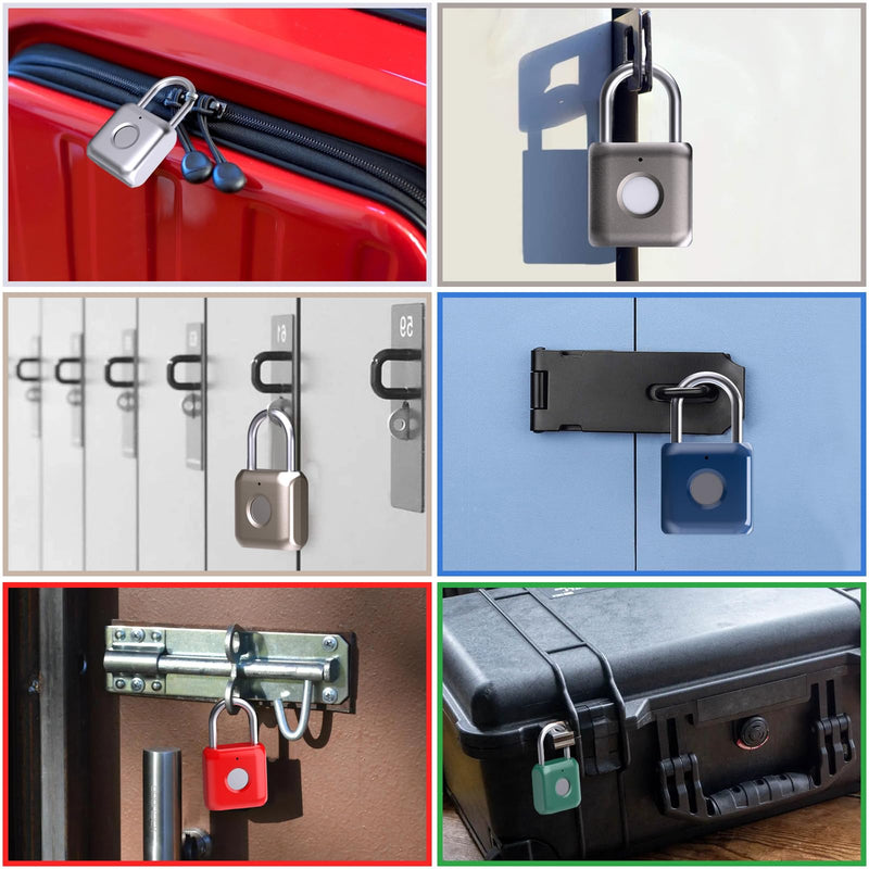 Pothunder Fingerprint Padlock, Smart Metal Keyless Fingerprint Lock, Waterproof, USB Rechargeable, for Gym, School, Luggage, Backpack, Suitcase, Green