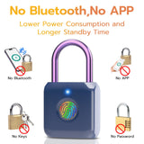 Pothunder Fingerprint Padlock, Smart Padlock, Locker Lock, Biometric Metal Keyless Fingerprint Lock, USB Rechargeable, for Gym Locker, Luggage, Backpack(Blue)