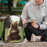 POTSCBVW Hi Bear Sit on The Lawn Backpack for Men Women, Heavy Duty Backpack Large Capacity, Durable Lightweight Travel Daypack