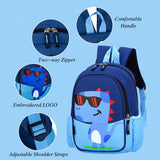 POWOFUN 11 Inch Kids Small Toddler Preschool Travel Backpack Cool Cute Cartoon Daypack （Dinosaur Blue）