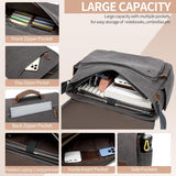 PPOBOW Laptop Messenger Bag for Men, 17 inch Water - resistant Canvas Laptop Shoulder Bag, Business Briefcase Satchel Computer Work Bag with Padded Compartment, Grey