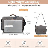 PPOBOW Laptop Messenger Bag for Men, 17 inch Water - resistant Canvas Laptop Shoulder Bag, Business Briefcase Satchel Computer Work Bag with Padded Compartment, Grey