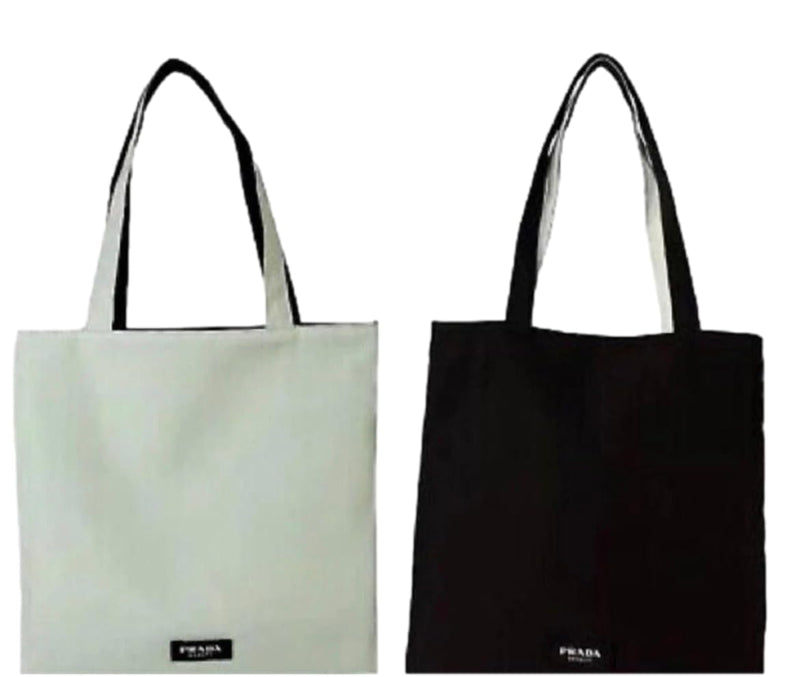 Prada Reversible FLAT Black Light Green Beauty Fragrance Tote Bag with Pouch (14L X 14H) - 0741
