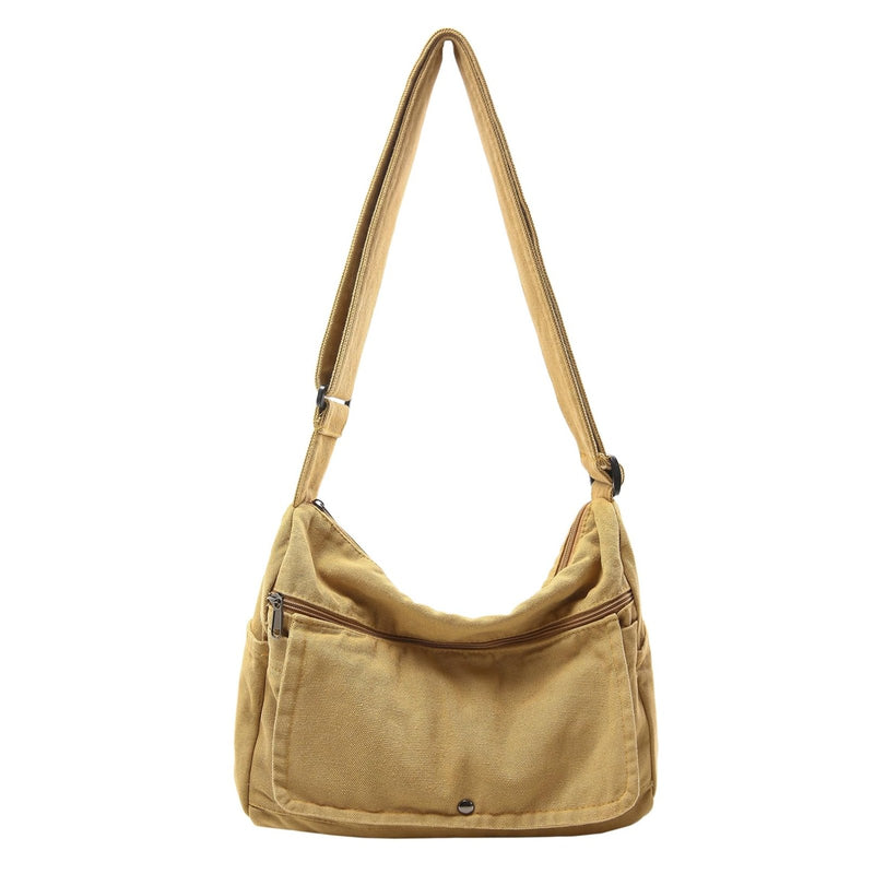 PRAGARI Canvas Messenger Bag for Women Hobo Crossbody Shoulder Bag Vintage Satchel Tote Handbag with Multiple Pockets