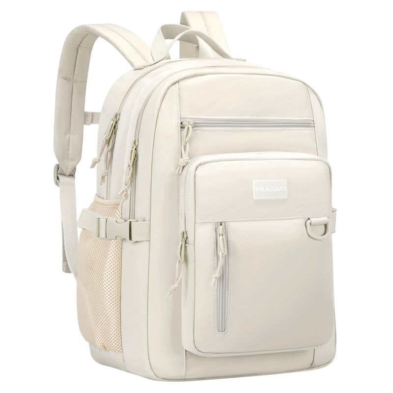 PRAGARI Kids Backpack for School Cute Aesthetic Beige Backpack Girls Student Bookbag Women Travel Lightweight Book Bag