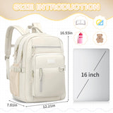 PRAGARI Kids Backpack for School Cute Aesthetic Beige Backpack Girls Student Bookbag Women Travel Lightweight Book Bag