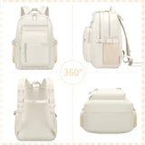 PRAGARI Kids Backpack for School Cute Aesthetic Beige Backpack Girls Student Bookbag Women Travel Lightweight Book Bag