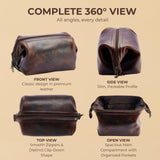 Premium Leather Travel Toiletry Bag for Men and Women, King - Size Dopp Kit with Waterproof Lining, Mens Toiletry Travel Bag, Men's Toiletry Bag, Mens Travel Bag Toiletry Kit, Leather Toiletry Bag Men