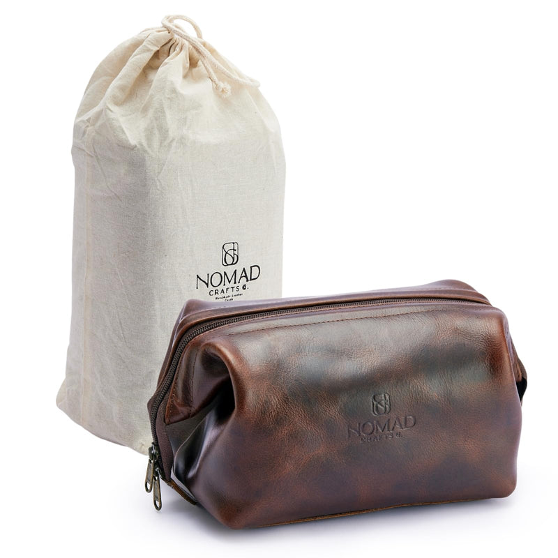 Premium Leather Travel Toiletry Bag for Men and Women, King - Size Dopp Kit with Waterproof Lining, Mens Toiletry Travel Bag, Men's Toiletry Bag, Mens Travel Bag Toiletry Kit, Leather Toiletry Bag Men