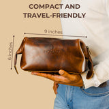 Premium Leather Travel Toiletry Bag for Men and Women, King - Size Dopp Kit with Waterproof Lining, Mens Toiletry Travel Bag, Men's Toiletry Bag, Mens Travel Bag Toiletry Kit, Leather Toiletry Bag Men
