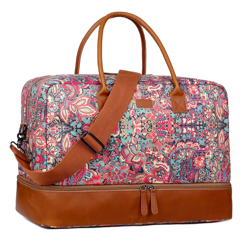 Pretty Colorful Travel Duffel Weekender Bag Overnight Bag Carry On with Shoe Compartment for Women HB - 10 (HS)