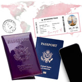 Pretty Little Passports Chrome Passport Cover Vaccine Card Holder Combo, Passport Holder with Vaccine Card Slot (Purple)