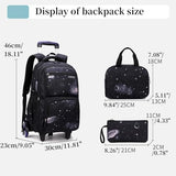 Primary Junior High Boys Rolling Backpacks Wheeled Bags Trolley School Bags Travel Luggage 3 in 1 Kids Bookbag Set with Lunch Bag