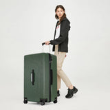 PRIMICIA GinzaTravel Trunk Luggage, 28 Inch Luggage with Spinner Wheels, Scratch resistant texture Lightweight PC material with TSA Lock (Dark Green)