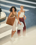 Prite Corduroy Tote Bag for Women Large Shoulder Bag with Zipper and Pockets for College Work Travel Shopping(Brown)
