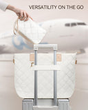 Prite Tote Bag for Women Lightweight Puffer Tote with Compartment Quilted Work Bag(Beige)