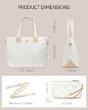 Prite Tote Bag for Women Lightweight Puffer Tote with Compartment Quilted Work Bag(Beige)