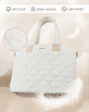 Prite Tote Bag for Women Lightweight Puffer Tote with Compartment Quilted Work Bag(Beige)