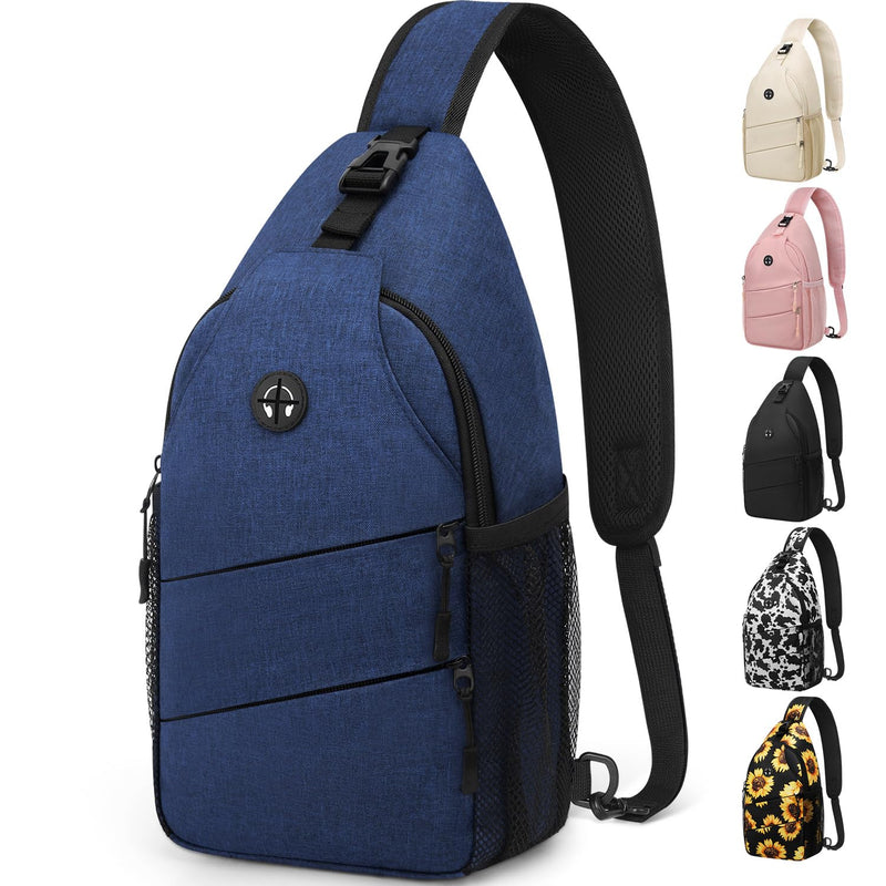 Pritent Crossbody Bags for Women Men Trendy Sling Bag Bakpack Casual Chest Bag with Convertible Shoulder Strap Travel Cross Body Bag for Hiking Traveling Outdoors(Blue)