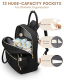 Pritent Diaper Bag Backpack,Baby Essentials Diapers Bag with Pacifier Case,Multipurpose Stylish Large Capacity Travel Backpack for Baby Girl/Boy(M - Black)
