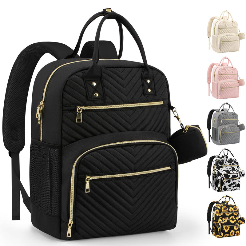 Pritent Diaper Bag Backpack,Baby Essentials Diapers Bag with Pacifier Case,Multipurpose Stylish Large Capacity Travel Backpack for Baby Girl/Boy(M - Black)