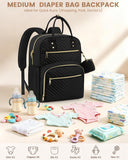 Pritent Diaper Bag Backpack,Baby Essentials Diapers Bag with Pacifier Case,Multipurpose Stylish Large Capacity Travel Backpack for Baby Girl/Boy(M - Black)