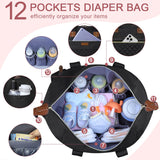 Pritent Diaper Bag Tote - Diaper Baby Bags with Pacifier Case, Shoulder Straps, Stroller Clips, Waterproof Large Mommy Maternity Travel Baby Bag for Mom and Dad, Medium, Black
