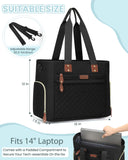 Pritent Diaper Bag Tote for Working Mom, Large Travel Diaper Tote for Mom and Dad with 14 Inch Laptop Sleeve, Mommy Maternity Travel Baby Bag for Boys and Girls, Black