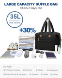 Pritent Travel Duffle Bag, Waterproof Weekender Overnight Hospital Bags for Women Men with Toiletry Bag Lightweight Personal Item Duffle Gym Bag for Travel, Airplanes, Sports(Black, Medium)