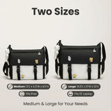 PRLINJSK Cute Messenger Bag for Teen Girls Women, Kawaii Crossbody Shoulder Purse with Pins and Stuffed Pendant Gift