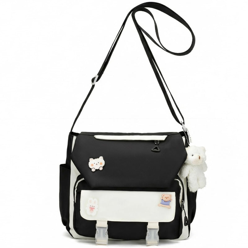 PRLINJSK Cute Messenger Bag, Kawai Purse Gift for Teen Girls Women, Crossbody Shoulder Tote Bags with Accessories
