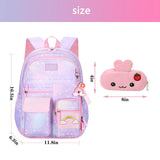 PRNGCAN Girls Backpack Starry Rainbow Bookbag Cute Large Capacity Backpack Multifunction Fashion Casual Laptop Travel Bag For Girl (Purple - 17inch)