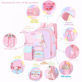 PRNGCAN Girls Backpack Starry Rainbow Bookbag Cute Large Capacity Backpack Multifunction Fashion Casual Laptop Travel Bag For Girl (Purple - 17inch)