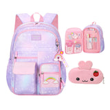 PRNGCAN Girls Backpack Starry Rainbow Bookbag Cute Large Capacity Backpack Multifunction Fashion Casual Laptop Travel Bag For Girl (Purple - 17inch)