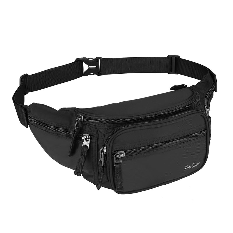 ProCase Fanny Pack Waist Packs for Men Women, Waist Bag Hip Pack for Travel Hiking Running Outdoor Sports - Black, Medium