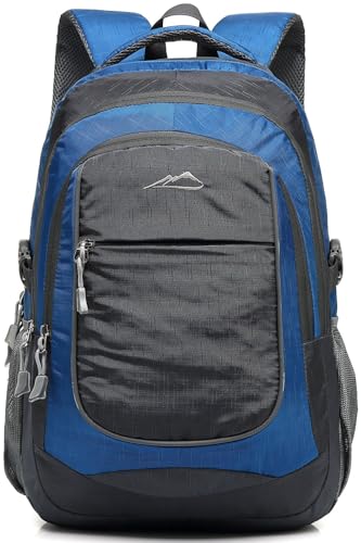 ProEtrade Backpack Bookbag for College Sturdy Travel Business Hiking Fit Laptop Up to 15.6 Inch Multi Compartment Gifts for Men Women Night Light Reflective (Blue)