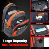 ProEtrade Backpack Bookbag for College Sturdy Travel Business Hiking Fit Laptop Up to 15.6 Inch Multi Compartment Gifts for Men Women Night Light Reflective (Orange)