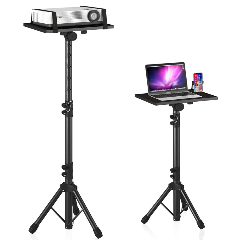 Projector Stand Tripod Adjustable, Laptop Height from 23.5 to 46.5 inches with Gooseneck Phone Holder, Floor for Office, Home, Stage, Studio, DJ Racks Holder Mount, 23.5inch - 46.5inch