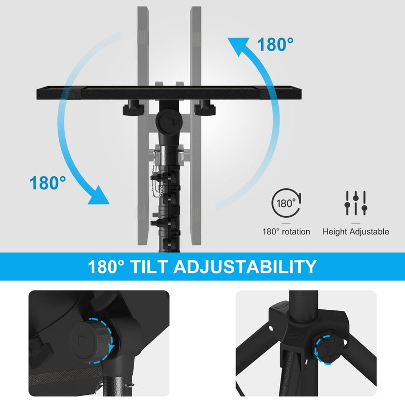Projector Stand Tripod Adjustable, Laptop Height from 23.5 to 46.5 inches with Gooseneck Phone Holder, Floor for Office, Home, Stage, Studio, DJ Racks Holder Mount, 23.5inch - 46.5inch
