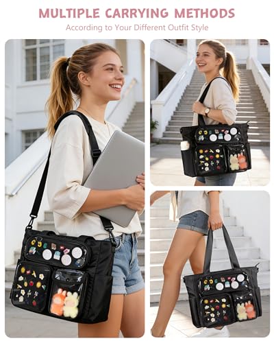 Prokva Large Ita Bag, Kawaii Pin Display Ita Tote Bag for Anime Kpop Fans
