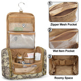 Prokva Tactical Toiletry Travel Bag for Men, Hanging Dopp Kit Hygiene Bag Shower Organizer with Hook for Toiletries and Shaving Care, Desert Yellow (Empty Bag)