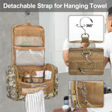 Prokva Tactical Toiletry Travel Bag for Men, Hanging Dopp Kit Hygiene Bag Shower Organizer with Hook for Toiletries and Shaving Care, Desert Yellow (Empty Bag)