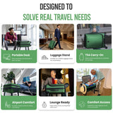 Props 22” Luxury Carry on luggage with wheels - Built - In Desk Luggage Stand - TSA Approved rolling carry on suitcase - Expandable & Lightweight airport luggage for Business Travel (Sage)