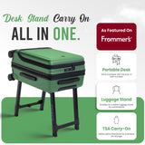 Props 22” Luxury Carry on luggage with wheels - Built - In Desk Luggage Stand - TSA Approved rolling carry on suitcase - Expandable & Lightweight airport luggage for Business Travel (Sage)