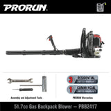 PRORUN, 51.7cc 570 CFM 2 - Cycle Backpack Blower, Model PBB2417