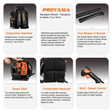 PROYAMA 72CC Gas Backpack Leaf Blower, 2 - Cycle 880CFM 275MPH Gas Powered Engine, 2 in 1 Nozzle Low Vibration and Ergonomic Design with Cruise Control for Outdoor GardenYard Cleaning and Snow Removal