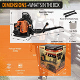 PROYAMA 72CC Gas Backpack Leaf Blower, 2 - Cycle 880CFM 275MPH Gas Powered Engine, 2 in 1 Nozzle Low Vibration and Ergonomic Design with Cruise Control for Outdoor GardenYard Cleaning and Snow Removal