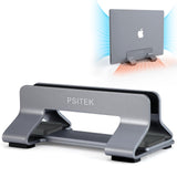 Psitek Aluminum Vertical Laptop Stand Dock Holder, Adjustable Slot Width 12 - 42mm, Space - Saving Upright Storage for MacBook and Laptops