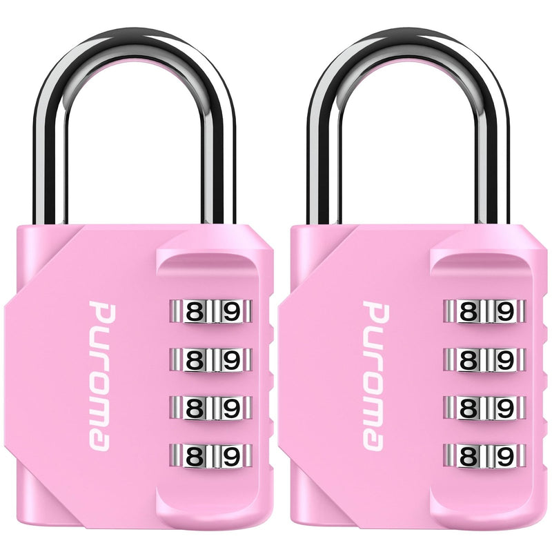 Puroma 2 Pack Combination Lock for Locker 4 Digit Outdoor Waterproof Padlock for School, Gym, Sports, Fence, Toolbox, Gate, Case, Outdoor, Hasp Storage (Pink)
